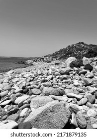 Ocean Beach blackandwhite Fire stones