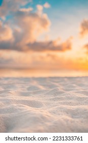 Ocean beach sand closeup at sunset sunrise landscape outdoor. Beautiful colorful sky with clouds natural island sea with copy space, sun rays seascape, dream nature. Inspirational shore, coast - Shutterstock ID 2231333761