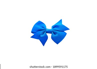 Ocean Blue Hair Bow Isolated On White.