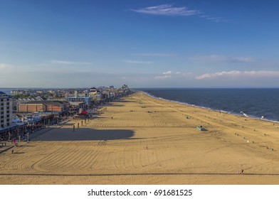 Ocean City, Maryland Boardwalk And Beach From Above