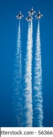 OCEAN CITY, MD - JUNE 15: US Air Force Demonstration Team Thunderbirds. Flying On F-16 Showing Precision Of Formation Flying During The Annual OC Air Show On June 15, 2010 In Ocean City, Maryland.