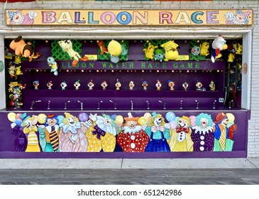 OCEAN CITY, MD, USA - MAY 27, 2017: Old Fashioned Arcade Games Along The Ocean City Maryland Boardwalk.