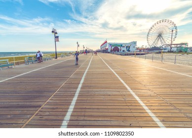 Ocean City, New Jersey/United States - 7-14-2015:  Ocean City Boardwalk During The Summer Season.