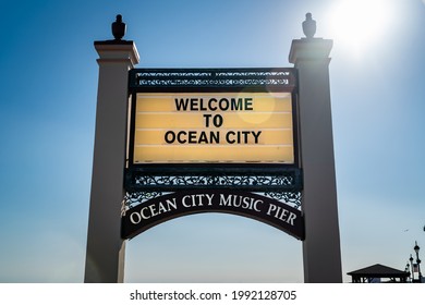 Ocean City, NJ, USA - Sept 23 2020: Boardwalk Music Hall Welcome Sign