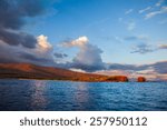 Ocean cliffs.  Lanai, Hawaii. Sweetheart rock.  Puu Pehe