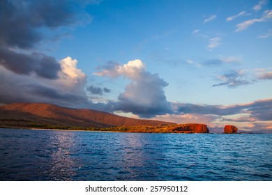 Ocean Cliffs.  Lanai, Hawaii. Sweetheart Rock.  Puu Pehe