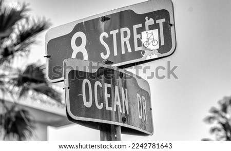 Ocean Drive road sign in South Beach, Miami