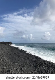 Ocean Fisherman On Hawaii Black Rock Beach