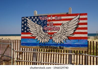 Ocean Grove, NJ USA - April 23, 2021: The Historic Seaside Resort Town Of Ocean Grove Is The Longest Active Camp Meeting Site In The U.S. And Is Famous For Its Victorian Architecture And 