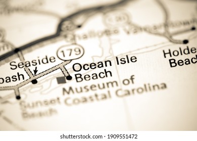 Ocean Isle Beach. North Carolina. USA On A Map