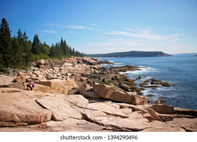 Ocean Path Cliff, Acadia National Park, Bar Harbor Maine.
Walking Path Along The Ocean. Lots Of Rock Formations, Plants, Waves And Wildlife Along This Beautiful Path.