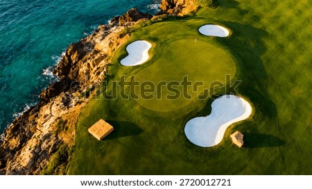 Ocean side golf hole dramatic coastal setting white sand