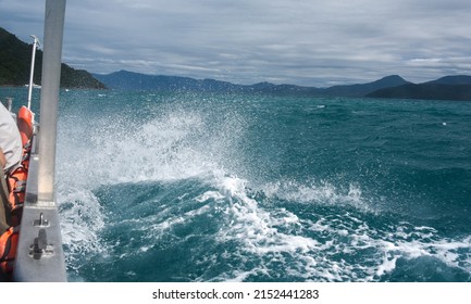 Ocean spray from tourist boat off Fitzroy Island Queensland Australia