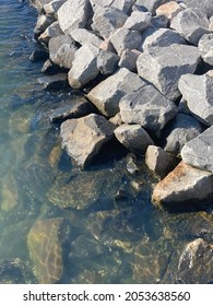 Ocean Water And Rocks At Huntington Beach, Newport News, VA