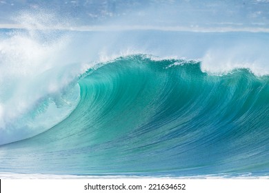 Ocean Wave Blue Water Ocean Wave Blue Swells Crashing Curling Breaking Sea Water