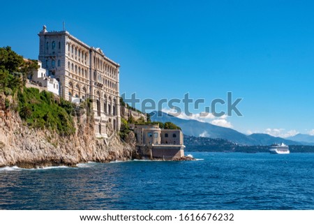 Oceanographic Museum of Monaco on a sunny day, French Riviera 
