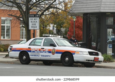 OCEANSIDE, NEW YORK - NOVEMBER 11: Nassau County Police Department Car In Oceanside On November 11, 2014. The Nassau County Police Department Is The Law Enforcement Agency Of Nassau County, New York