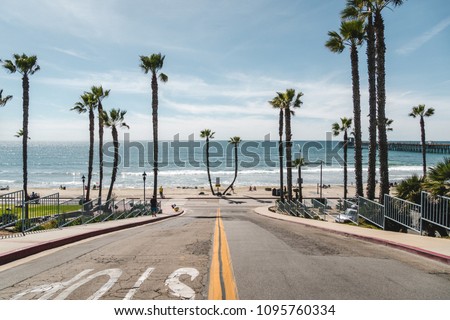 Oceanside Pier, California / USA - March 2018: Views from and around the Oceanside Pier and beach.