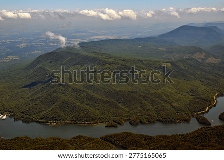 Ocoee River and mountains aerial view 