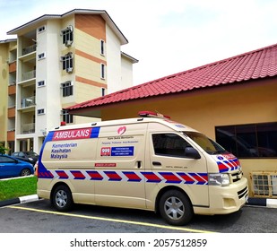 Oct 07, 2021 - Penang, Malaysia: An ambulance owned by the Health Ministry of Malaysia was parked beside the government's clinic (side view).
