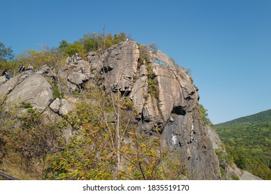 Oct 10, 2020 Hikers are hiking at Breakneck Ridge, Hudson Highlands State Park Preserve, Hudson River, New York.