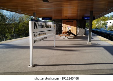 Oct 17, 2020 - MTA Metro North Railroad Train Station At White Plains , New York.