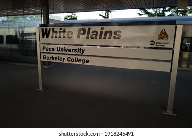 Oct 17, 2020 - MTA Metro North Railroad Train Station At White Plains , New York.