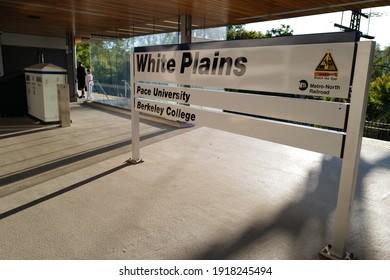 Oct 17, 2020 - MTA Metro North Railroad Train Station At White Plains , New York.