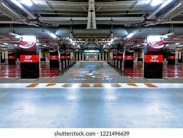 Oct 20, 2018 - Bangkok, Thailand :: Symmetry Of VIP Parking Sign In The Underground Parking