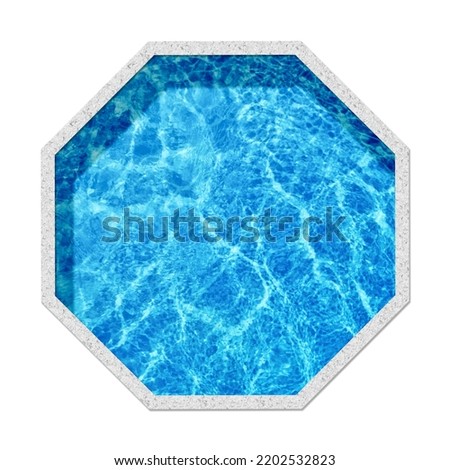 Octagon shaped swimming pool on white background, top view