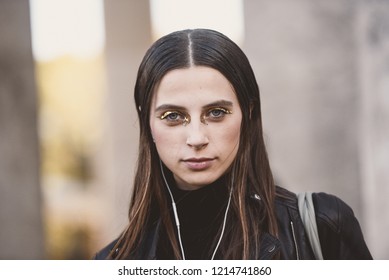 October 1, 2018: Paris, France - Young Model Posing After A Fashion Show During Paris Fashion Week   - PFWSS19