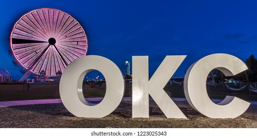OCTOBER 11, 2018 - Oklahoma City, USA at dusk - Oklahoma City Skyline, Oklahoma City, Oklahoma