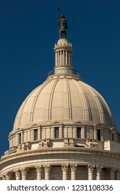 OCTOBER 11, 2018 Oklahoma City USA - A Statue Created By Enoch Kelly Haney Sits Atop The Oklahoma State Capitol, Oklahoma City OK