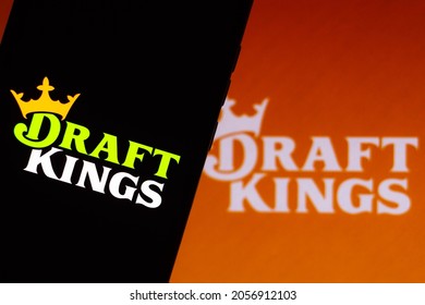 October 13, 2021, Brazil. In This Photo Illustration The DraftKings Logo Seen Displayed On A Smartphone