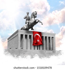 October 13, Mustafa Kemal Atatürk With His Horse On Anıtkabir In Ankara. 