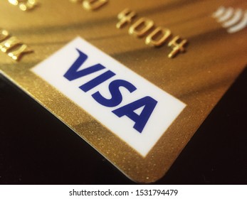 October 15 2019 - part of VISA credit card macro photo