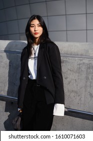 October 16, 2019: Seoul, Korea - Street Style Outfit During Seoul Fashion Week - SFWSS20