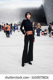 October 16, 2019: Seoul, Korea - Street Style Outfit During Seoul Fashion Week - SFWSS20