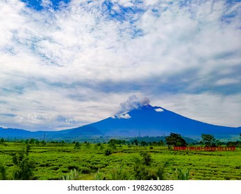 October 18, 2020, The Peak Of Mount Kerinci Seen From The Liki Tea Plantation Area, South Solok, Padang, West Sumatra, Indonesia.