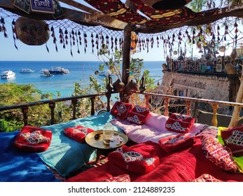 October 19, 2021. Egypt. View Of The Beautiful Red Sea Coast. A Cozy Place For Watching The Sea. A Viewpoint In Asian Arabic Style.