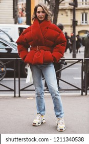 October 2, 2018: Paris, France - Street Style Appearance During Paris Fashion Week  - PFWSS19