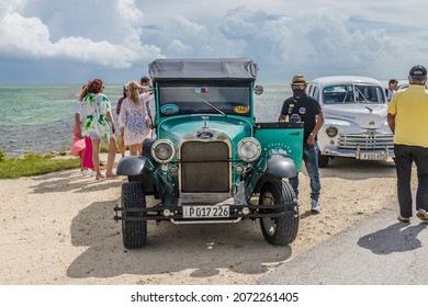 October 2021.Vintage Ford With Retractable Roof. Cayo Coco Island. Cuba.