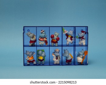 October 2022, Istanbul, Turkiye: Collection Of Hippo Figurines.