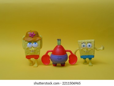 October 2022, Istanbul, Turkiye: Sponge Bob Figurines By Burger King Meal Toys In 2011.