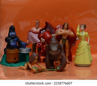 October 2022, Istanbul, Turkiye: Tarzan Movie And Cartoon Action Figures By McDonald's Happy Meal Toys.