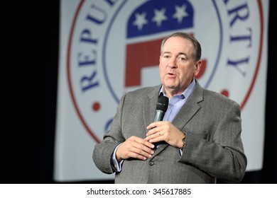 OCTOBER 31, 2015 - DES MOINES, IOWA.  Former Arkansas Governor Mike Huckabee Speaks At The Republican Growth And Opportunity Party.