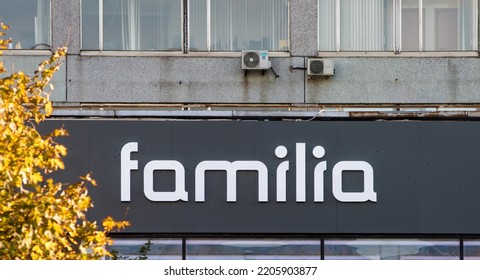 October 6, 2021, Moscow, Russia. A Sign On A Familia Retail Chain Store On A Street In The Russian Capital.