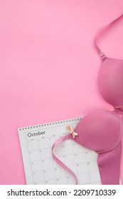 October Calendar With Pink Bra For Breast Cancer Awareness Month