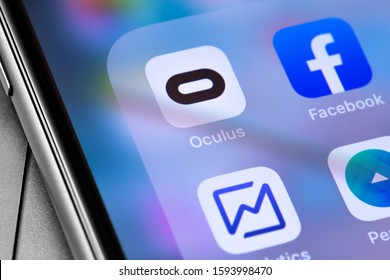 Oculus, Facebook Icon App On The Screen IPhone. Oculus VR - An American Company. Moscow, Russia - September 23, 2019