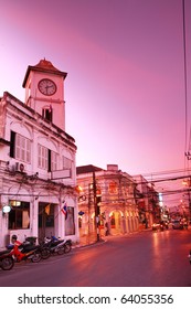 Od Building In Phuket Town Twilight, Thailand